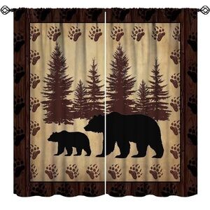 Bear and Tree Pattern Curtains